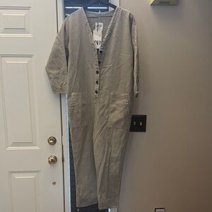 Zara Taupe Buttoned Jumpsuit